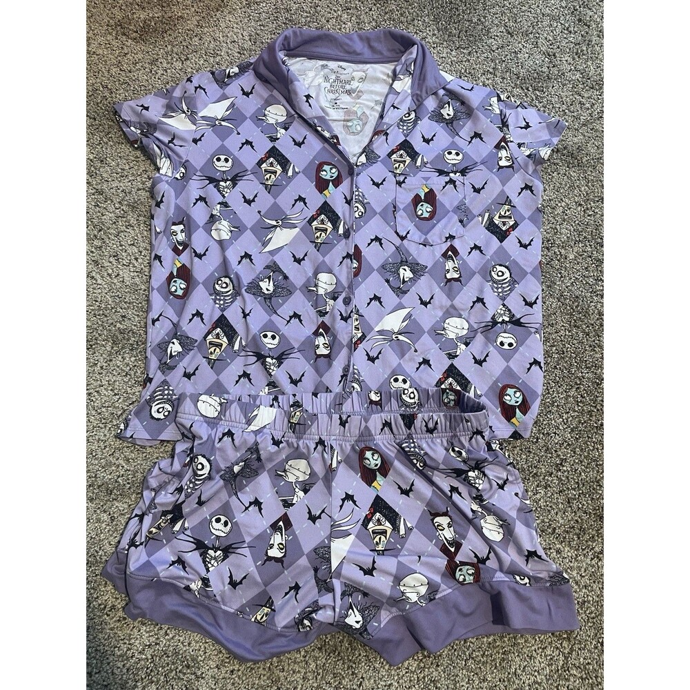 Disney Nightmare Before Christmas Women’s Pajama Set Medium 8-10 Purple
